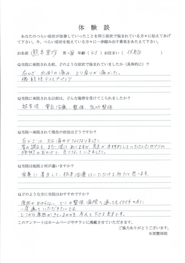 アンケート用紙